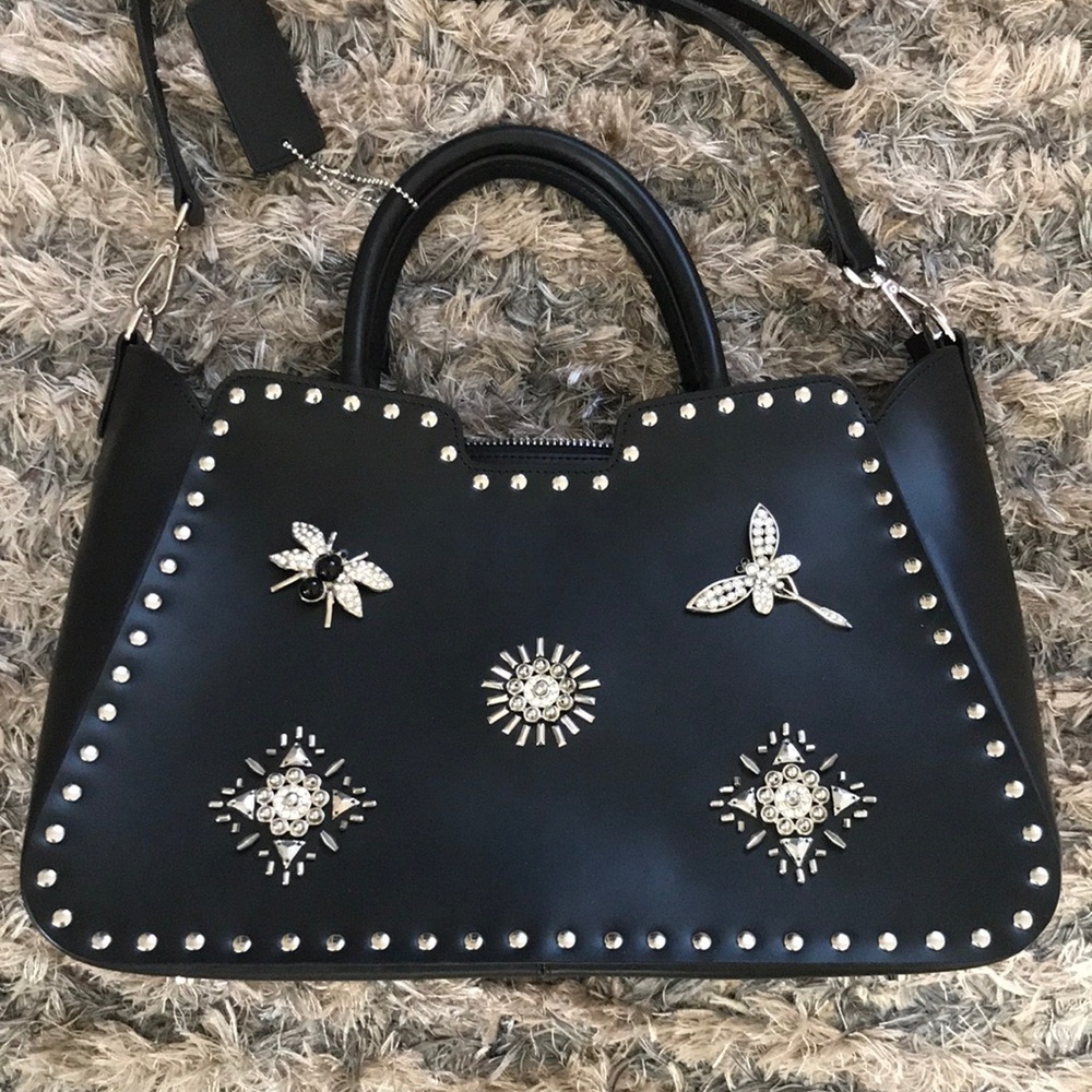 Cromia Leather Bag with adorable embellishment Silver Hardware